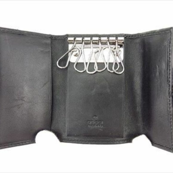 Authentic Gucci Key case Key holder GG Black Silver Canvas Leather Woman unisex - Picture 5 of 7